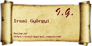 Irsai Györgyi névjegykártya